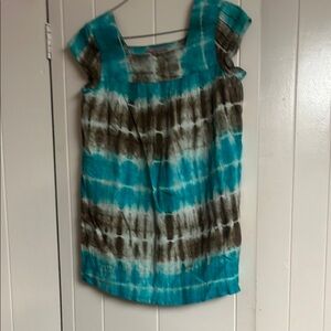 Turquoise and Brown Tie-Dye Women's mini dress
